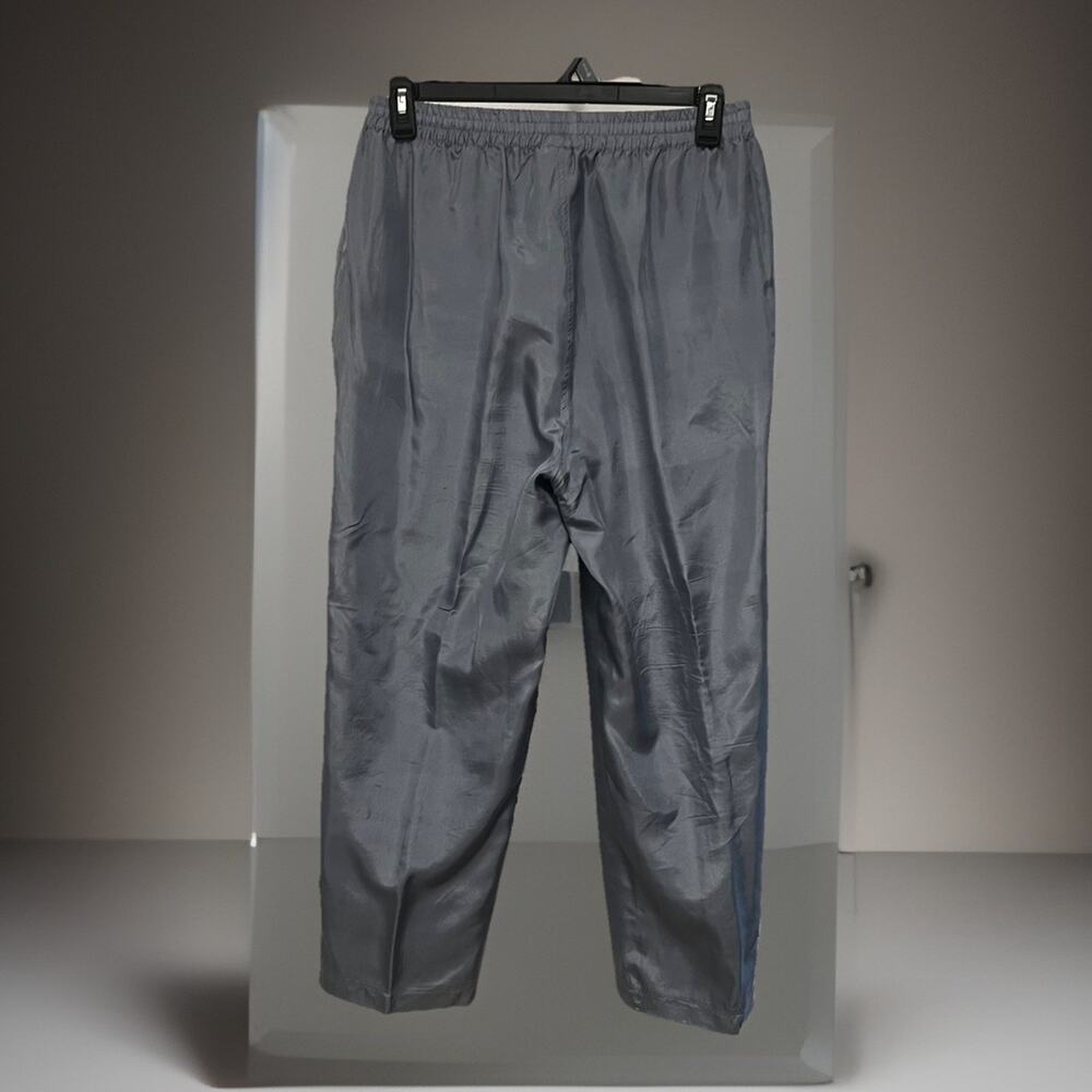Vtg EVR Silk Pants Women XL Icy Blue Silver Elastic Waist Pull Ons Satin Finish - Picture 5 of 6